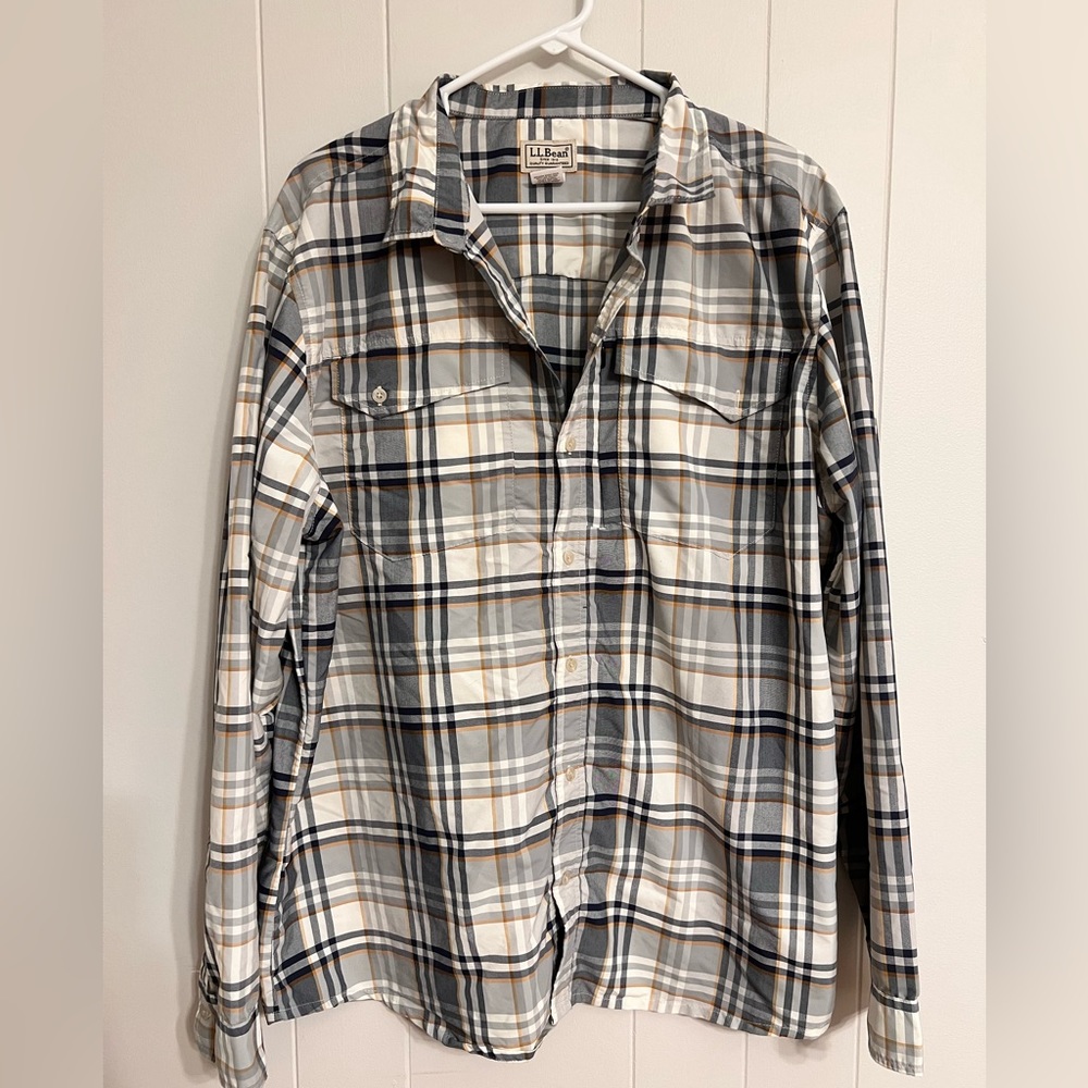 LL Bean plaid button-down Shirt Sz‎ XL